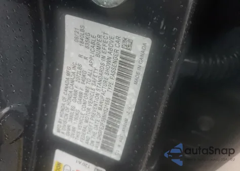 2022 Honda Civic Sport z USA, uszkodzony, nr VIN 2HGFE2F59NH521698